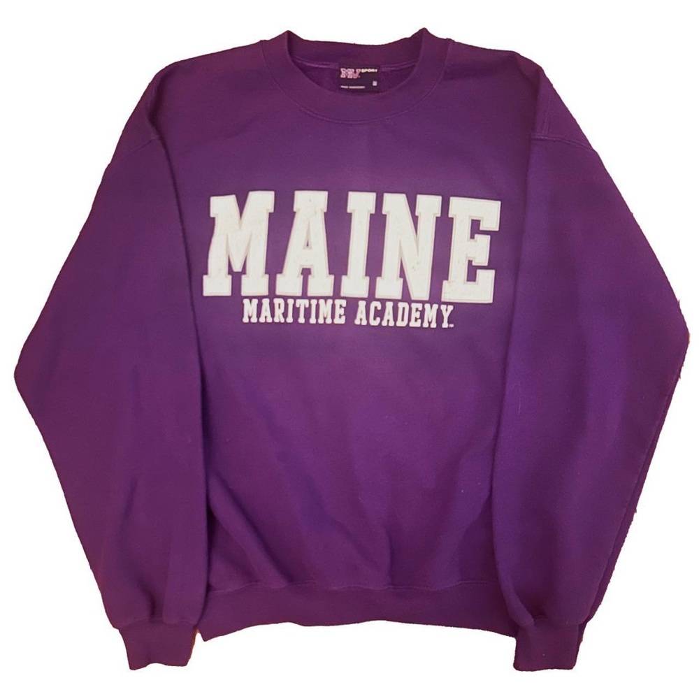 Vintage purple MV Sport sweatshirt w/ raised MAINE Maritime Academy lettering